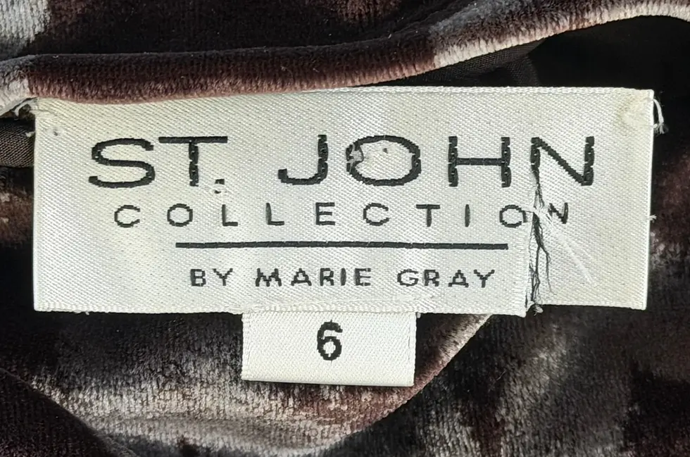 Thumbnail: ST. JOHN Collection Reversible Long Coat 6 Brown Floral Velvet Satin