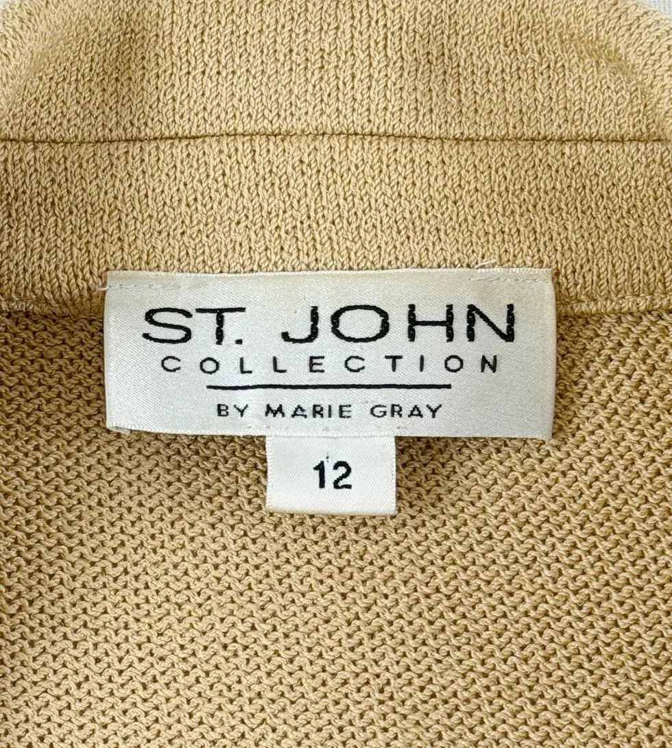 縮圖：ST. JOHN Collection 2PCS Jacket Knee Length Skirt Suit 12 Camel Black Trim Set