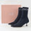 Hình thu nhỏ: MIU MIU Fabric Sock Boots 37.5 Black Pointed Toe Logo Square Heel