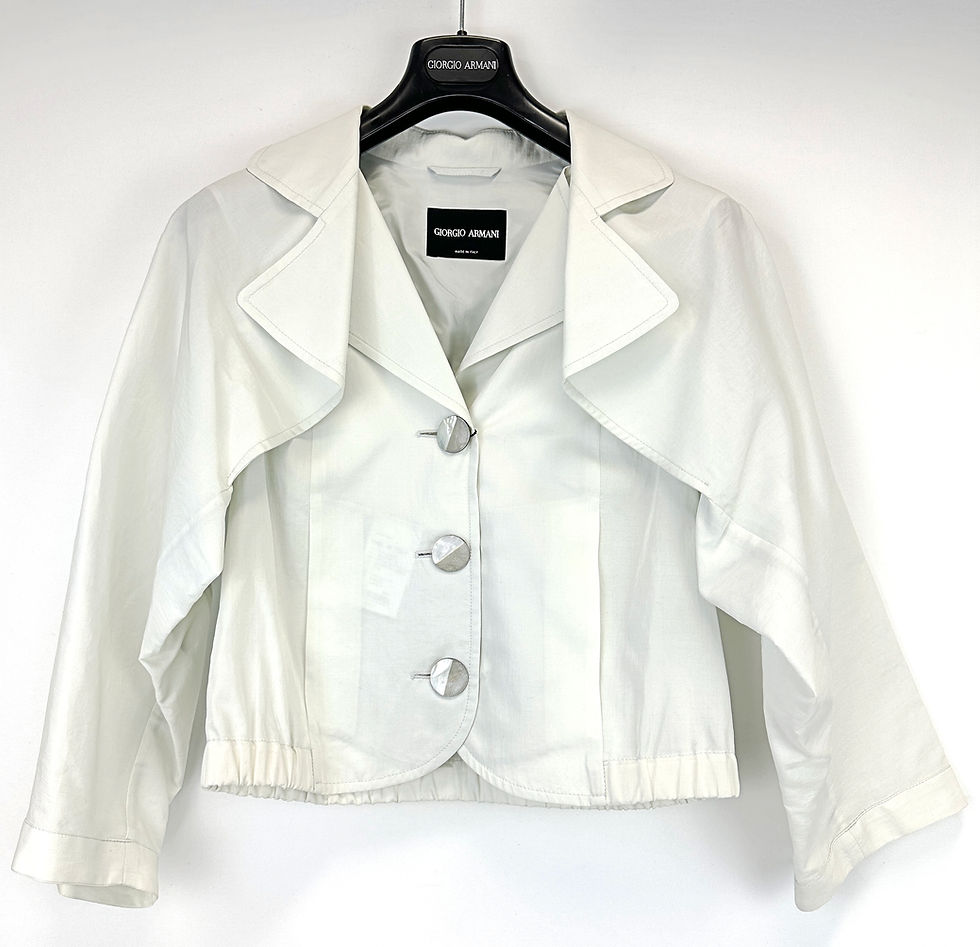 Hình thu nhỏ: NWT GIORGIO ARMANI Cotton Silk Windbreaker Crop Jacket 36 White Collared Button