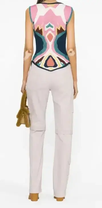 Thumbnail: ETRO Boho Butterfly Intarsia Knit Vest 42 6 Multicolor Sleeveless Tie $ 1950