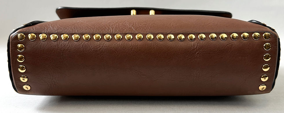 Thumbnail: MARNI Brown Leather Gold Stud Trunk Flap Bag Crossbody Messenger Bag