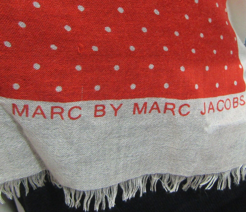 Miniatura: MARC by MARC JACOBS Bella Stripe & Polka Dot Cashmere Coral White Silk Scarf