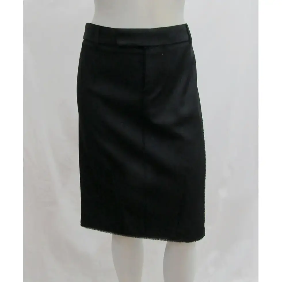 Thumbnail: TOM FORD Knee Length Sheath Skirt 40 6 US Black Wool Fringe Hem
