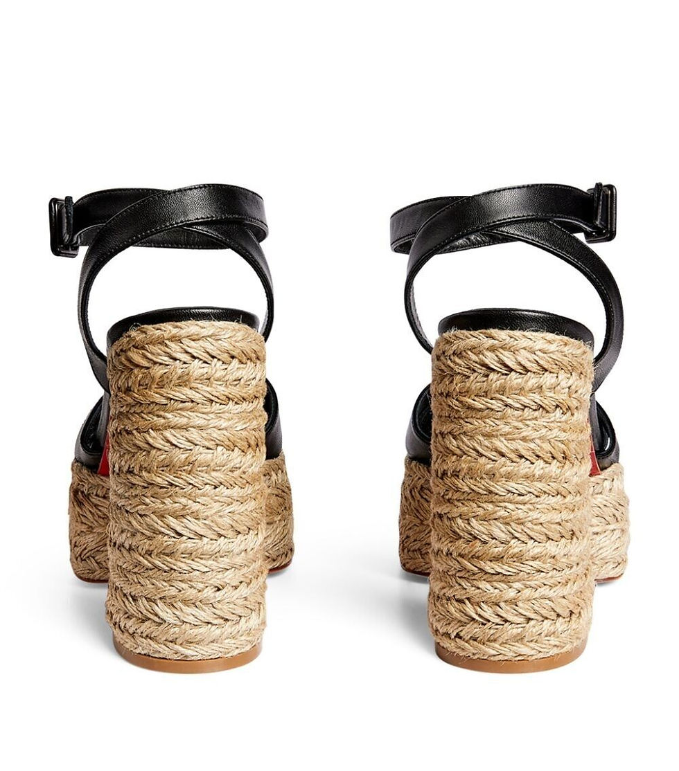 Miniatura: NEW CHRISTIAN LOUBOUTIN Super Mariza Leather Jute Espadrille Sandals 38 8 Black