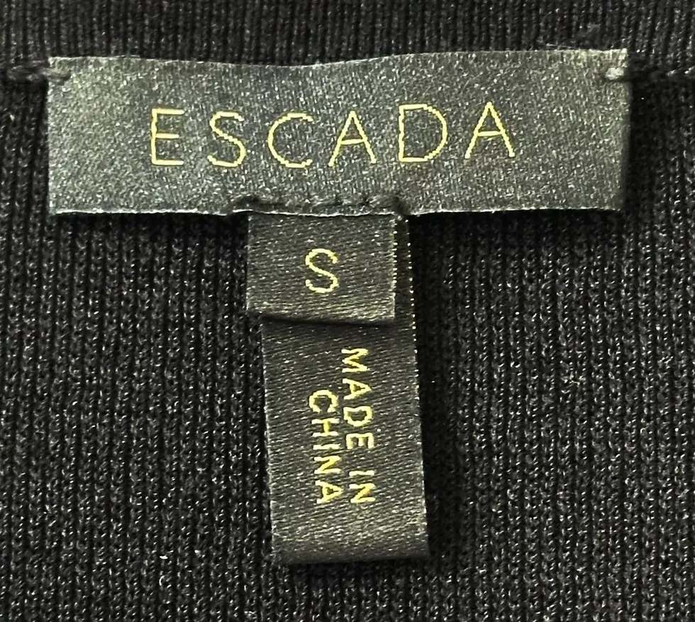 Miniatura: NWOT ESCADA Knit Short Sleeves Top Small Black Gold Embroidered Flowers Beaded