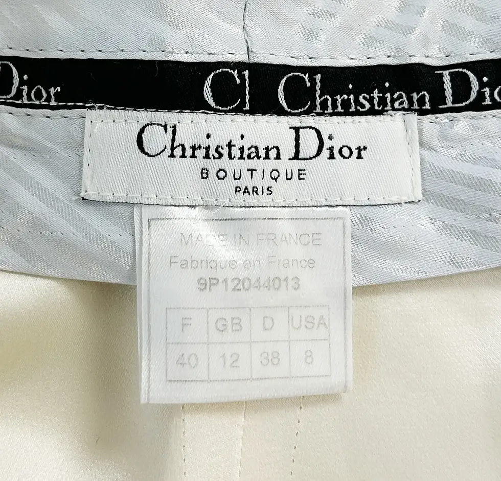 Hình thu nhỏ: CHRISTIAN DIOR 2PCS Wool Jacket Pants Suit Set 8 10 Ivory Oblique Print