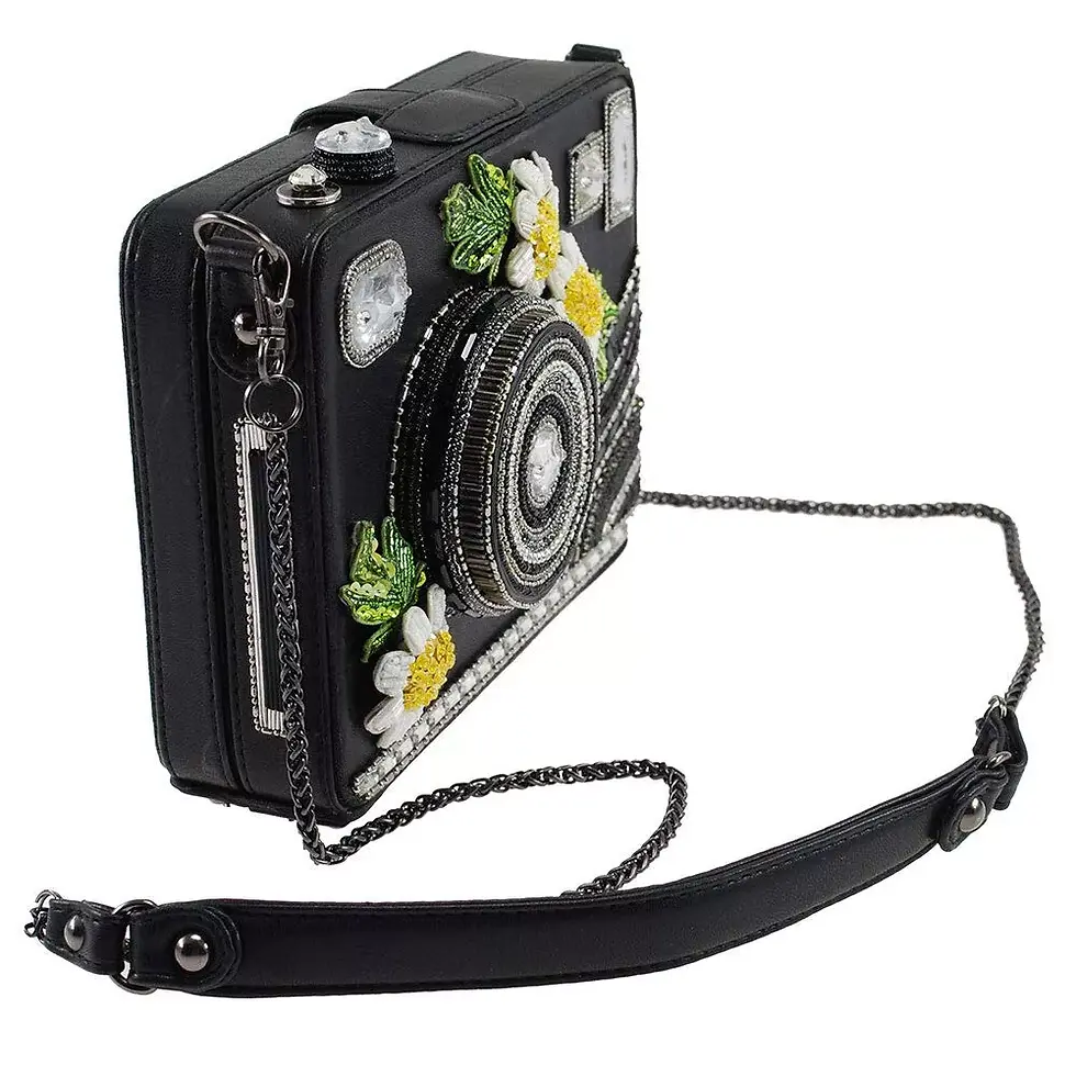 Thumbnail: MARY FRANCES Pop Up Beaded Crystal Embellished Crossbody Handbag Camera