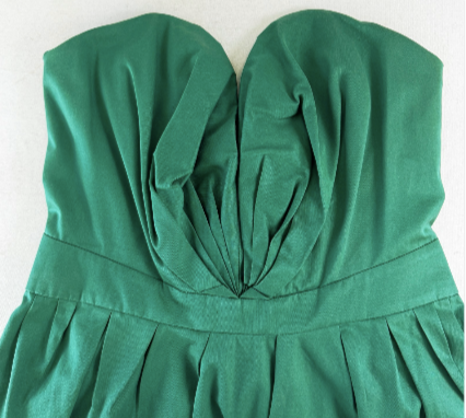 縮圖：YVES SAINT LAURENT Sweetheart Strapless 42 US 10 Tulip Cocktail Dress Green