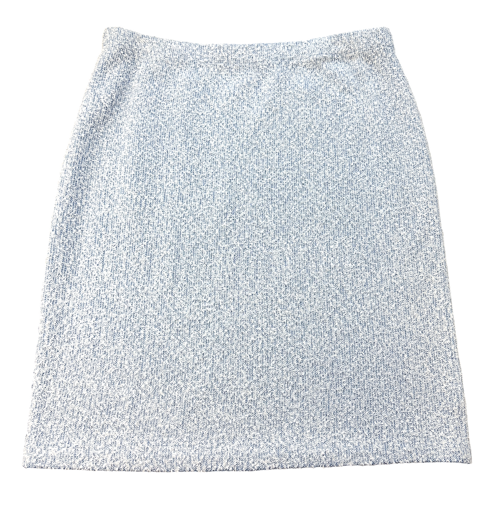 Thumbnail: ST. JOHN Collection Boucle Knit Jacket Skirt Suit 16 Light Blue Embellished NEW