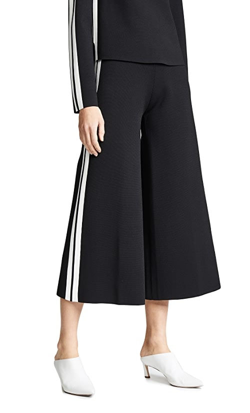 Thumbnail: NEW VERONICA BEARD Roland Black White Striped Knit Top Set Wide Leg Pants Small