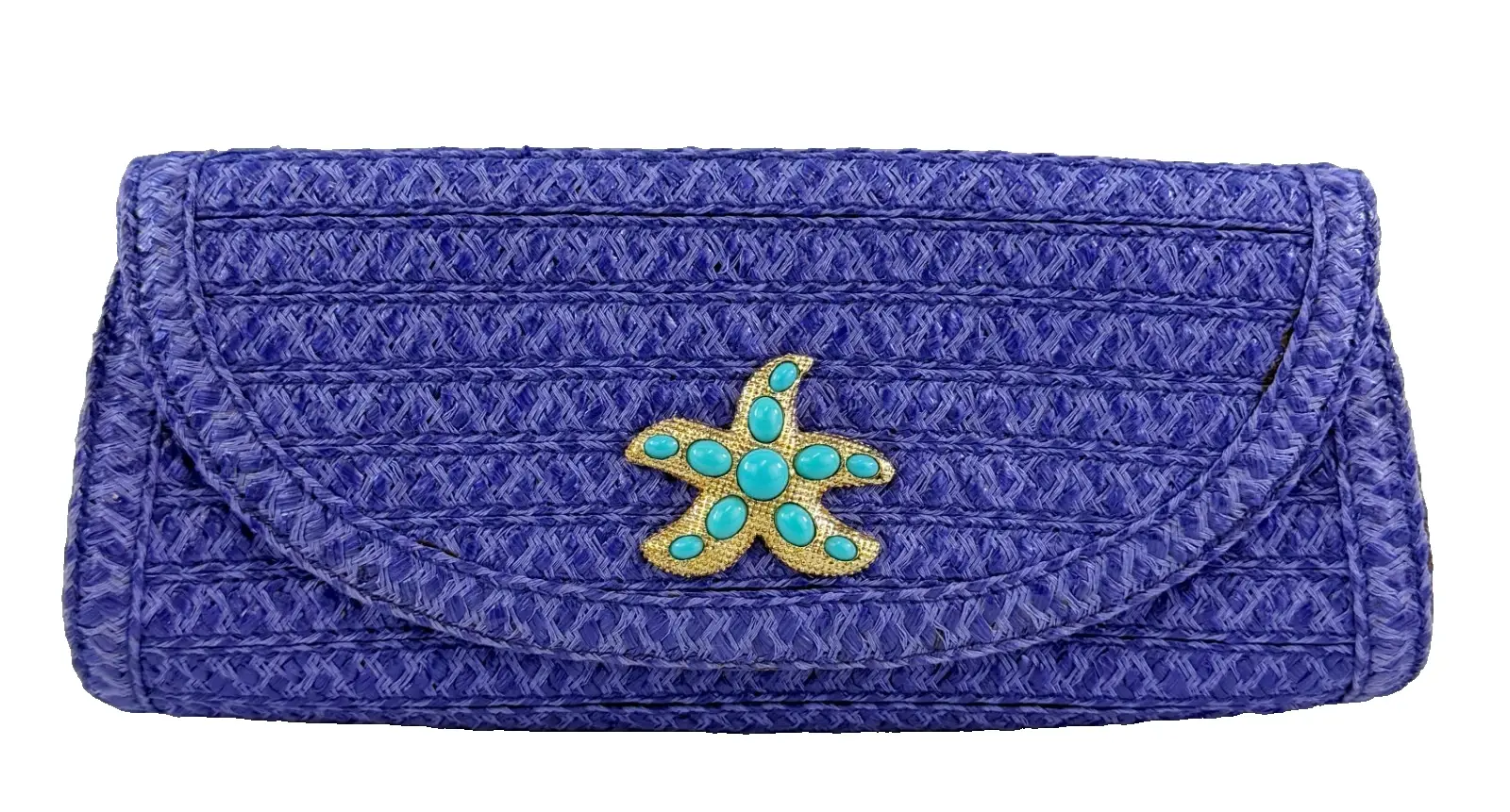 ERIC JAVITS Woven Squishee Paradis Purple Gold Chain Starfish Shoulder Bag