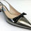 Miniatura: PRADA Milano Metallic Silver Black Bow Pointed Toe Slingback Kitten Heel 39.5