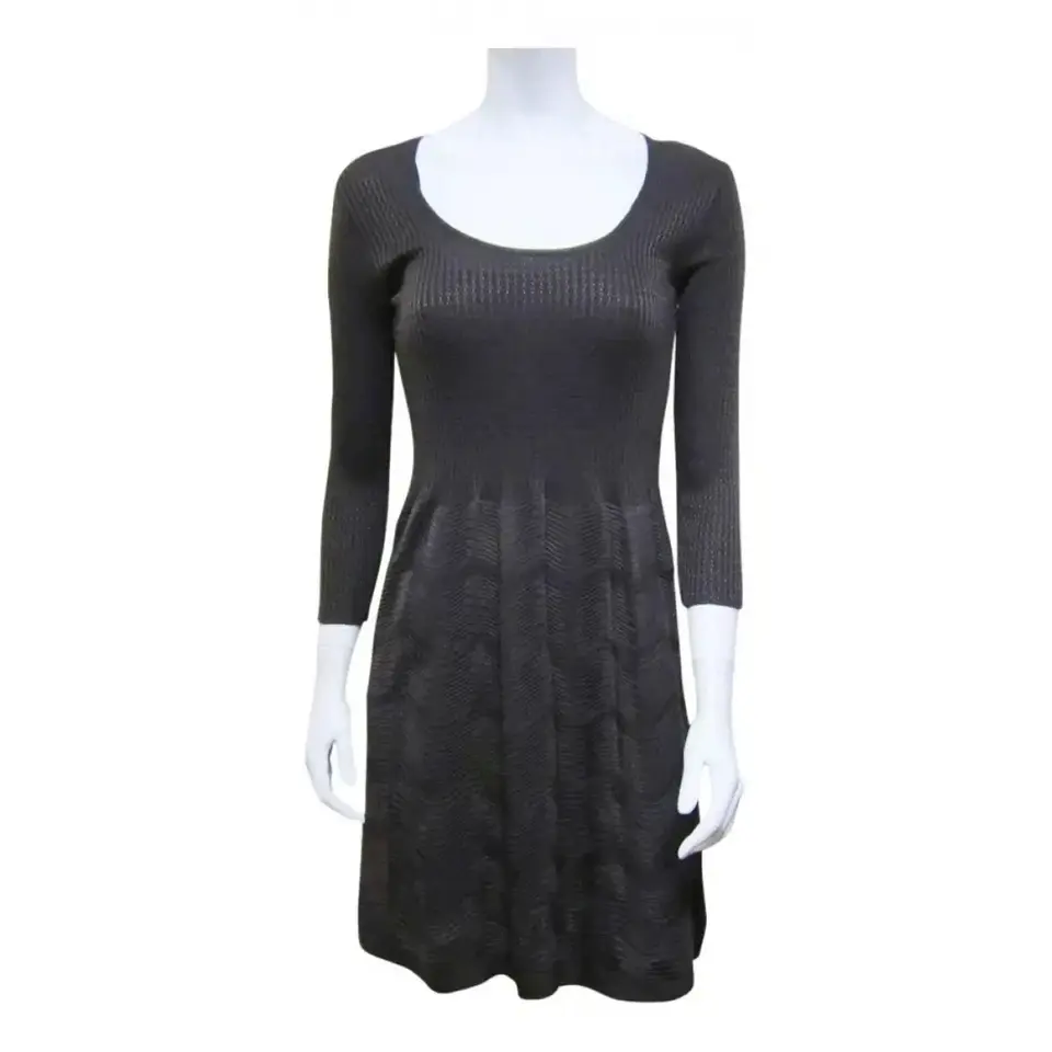 縮圖：MISSONI Knit 3/4 Sleeve Dress 40 4 Brown Round Neck Scalloped Small