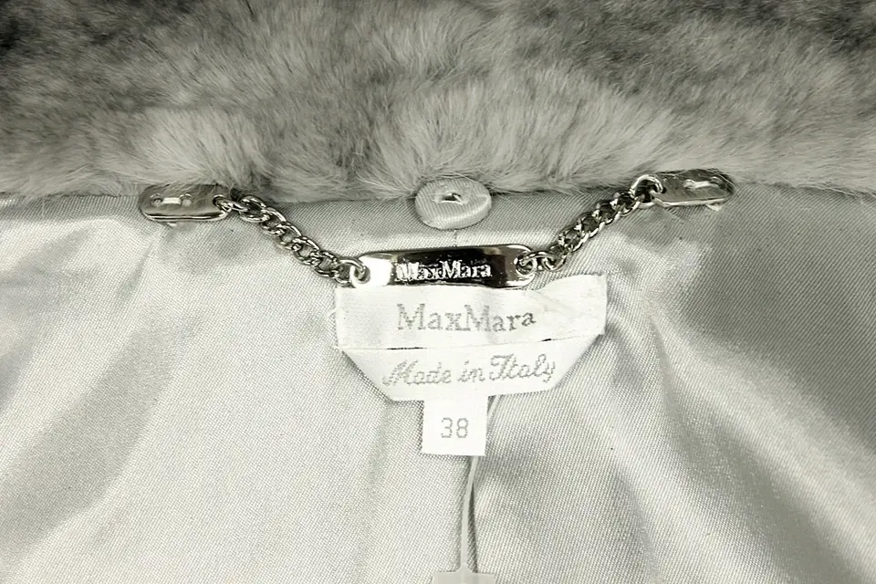 Miniatura: MAX MARA GRAY Quincy JACKET SKIRT Set  RABBIT FUR COLLAR 38 4 Wool Belt Suit