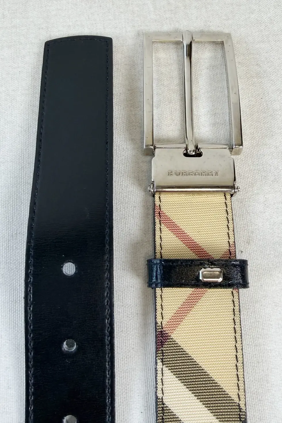Miniatura: BURBERRY Check Belt Sand Multicolor Silver Buckle 40/100 Large Unisex Nova