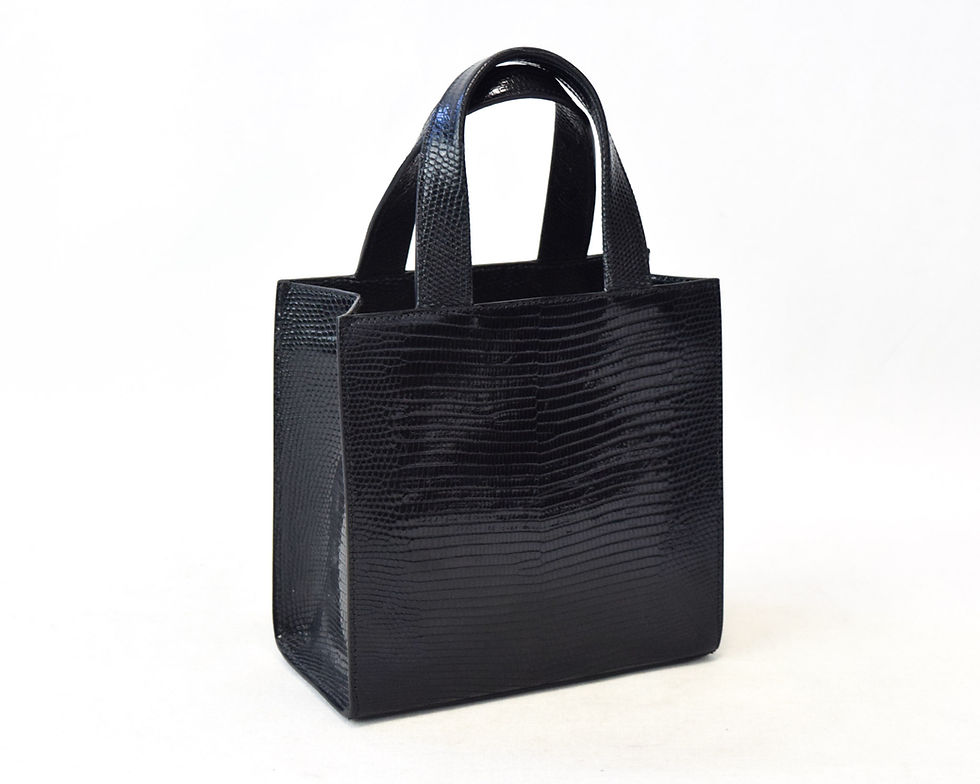 縮圖：HUNTING SEASON Lizard Leather Tote Bag Crossbody Small Black Removable Strap