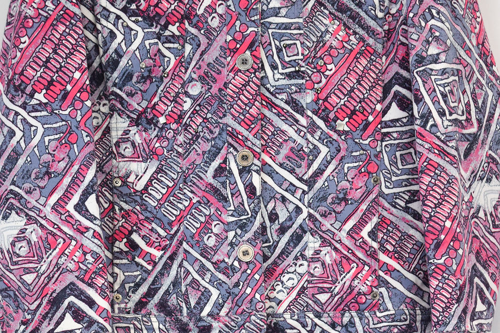 Hình thu nhỏ: ST. JOHN Sport Cotton Jacket XL 16 Pink Gray Multi Abstract Pattern Silver Studs