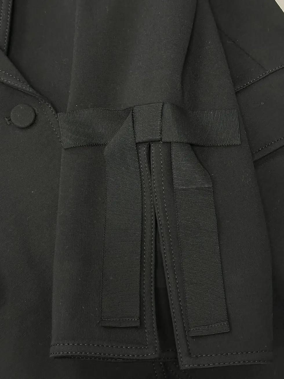 Thumbnail: NWT CINQ A SEPT Ponte Lou Single Breasted Blazer 8 Black Ribbon Sleeves Jacket