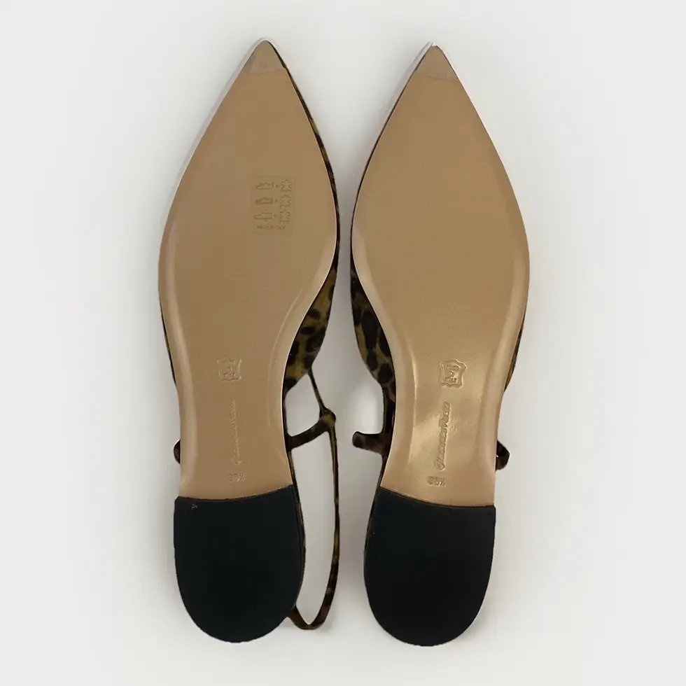 Thumbnail: GIANVITO ROSSI Ascent 05 Leopard Print Suede Slingback Flats 38.5 Pointed Toe