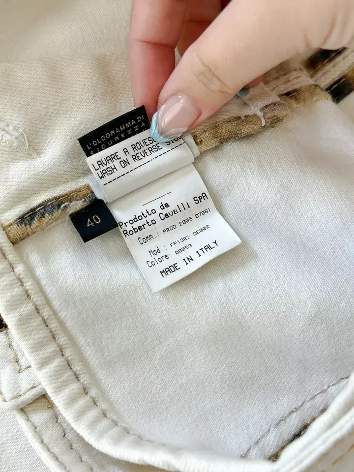 Hình thu nhỏ: ROBERTO CAVALLI Cotton Denim Skirt 40 4 US Oatmeal Belted Rhinestones