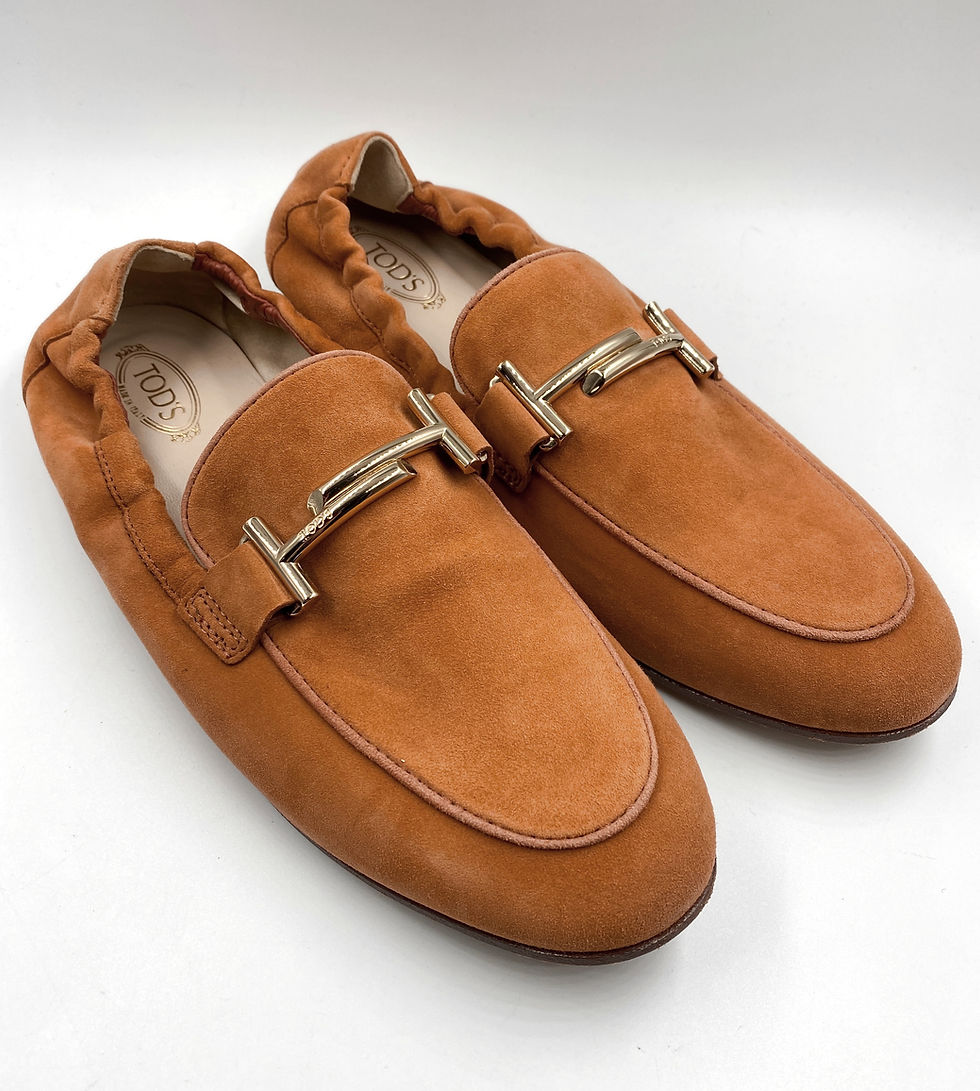Hình thu nhỏ: TOD'S Tan Brown Suede Loafers Elastic Back Flats Shoes 39 9