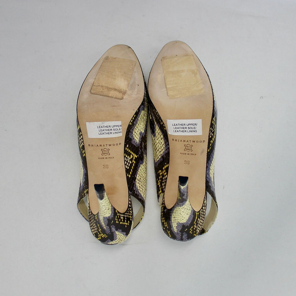 Miniatura: BRIAN ATWOOD Cream Multicolor Snakeskin Slingback Pumps 38 7.5 Platform Heel