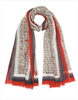 FALIERO SARTI "About Love" Wool Rectangular Scarf Red White Black 69" x 35"