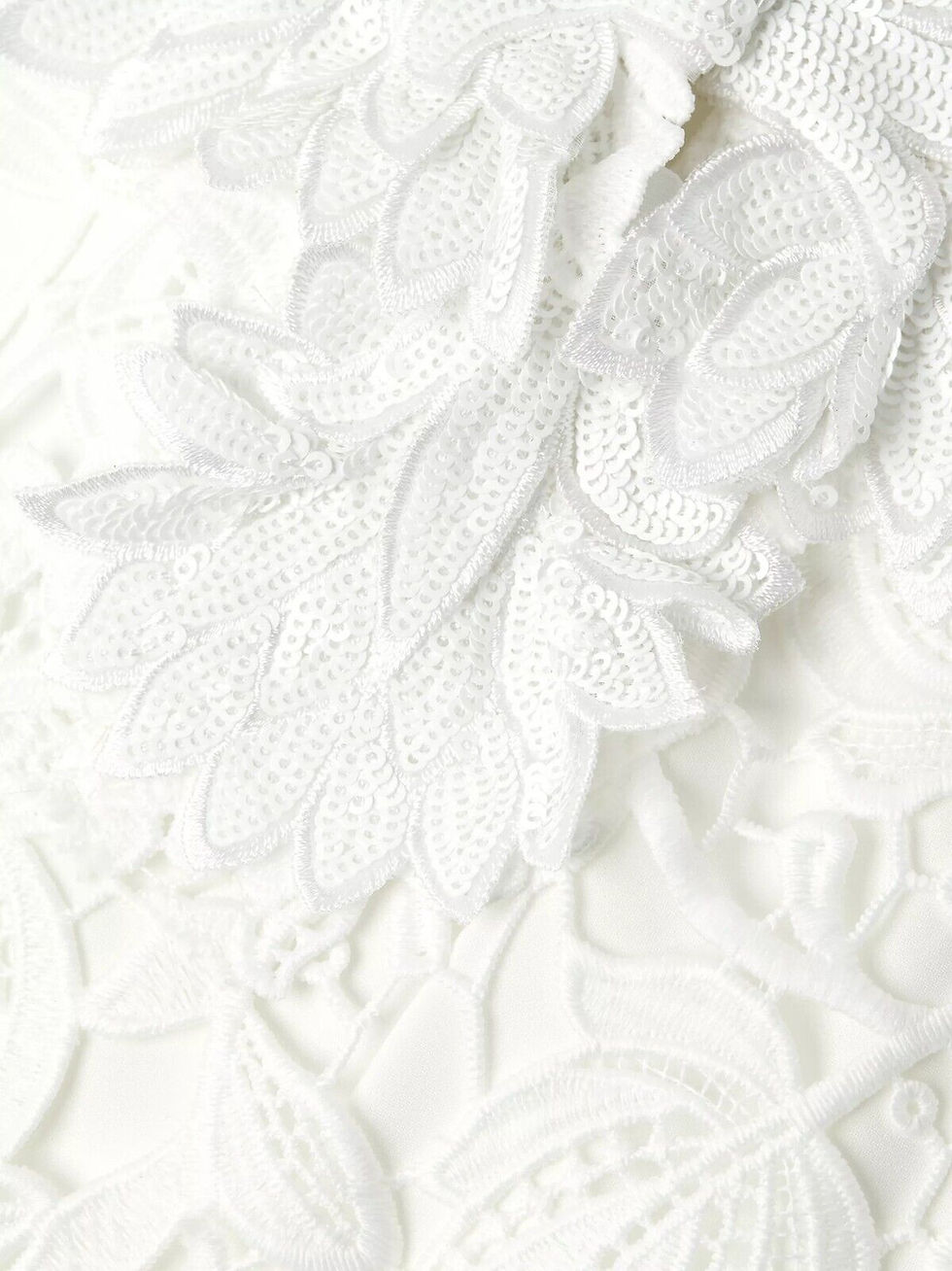 縮圖：UNGARO Hannah Dahlia Lace Shift Dress XXL White Sequin 3/4 Sleeves Knee Length