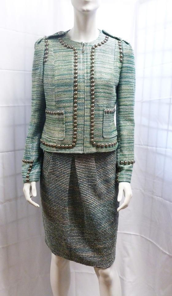 縮圖：ST JOHN COUTURE Multi-color Ultramarine Tweed Studded Trim Jacket 2