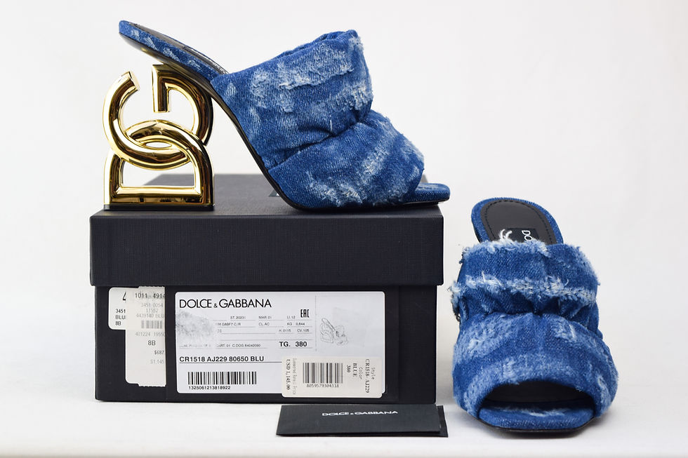 美品 ドルガバ DG デニム サンダル ミュール ヒール ビンテージ 23cm 美品 ドルガバ DG デニム サンダル ミュール ヒール ビンテージ