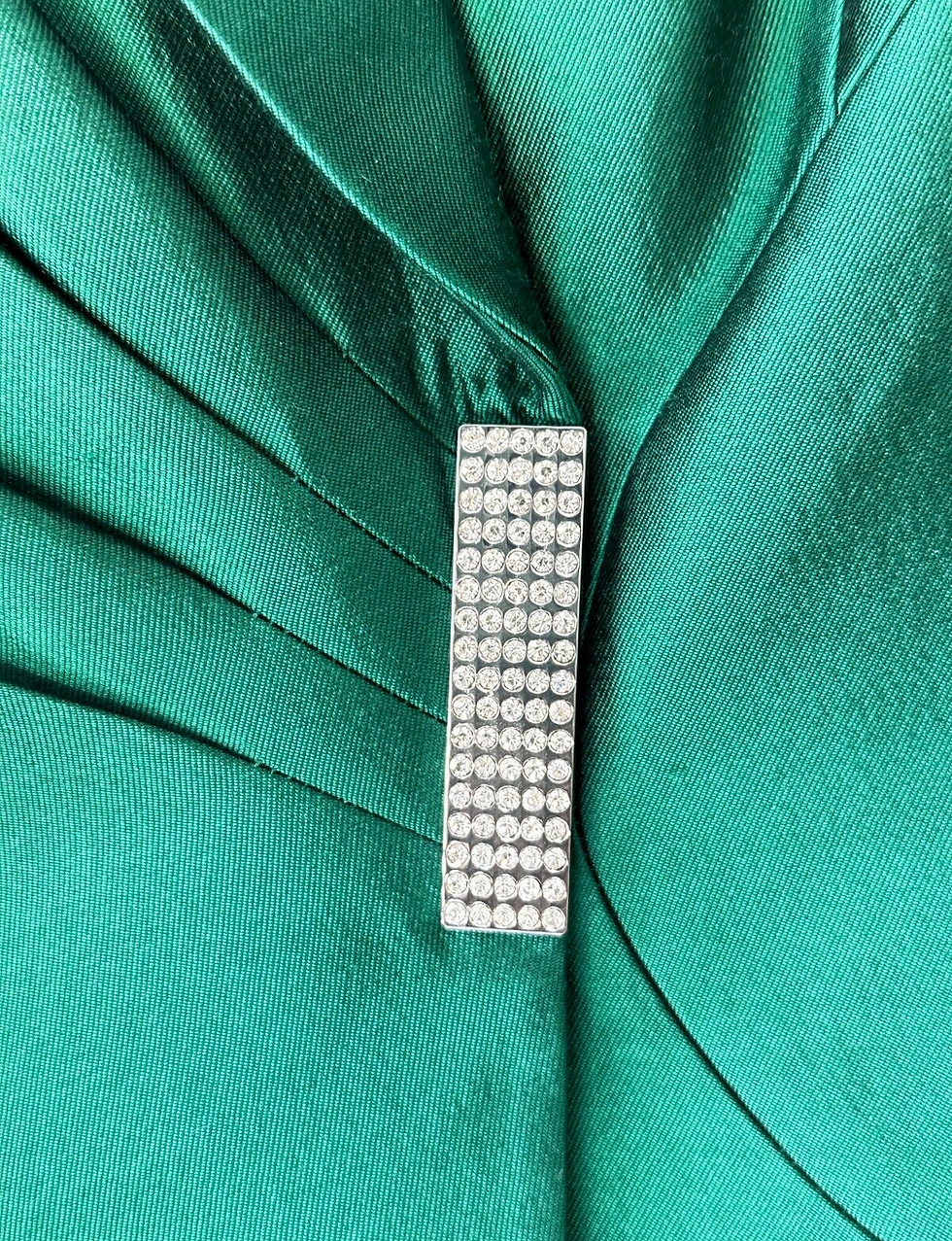 Miniatura: TAHARI Gloria Wool Silk 2PCS Jacket Skirt Suit 8 Emerald Green Embellished