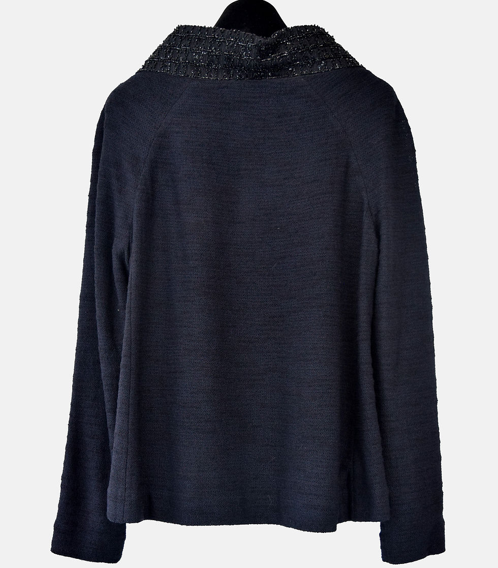 Hình thu nhỏ: Vintage ST. JOHN COUTURE Textured Knit Jacket 10 Black Beaded V-Neck Buttons