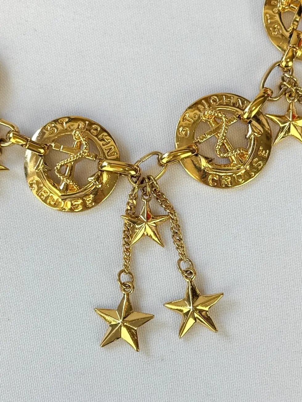 縮圖：NWT ST. JOHN KNITS Vintage 24k Gold Plated Chain Belt Cruise Adjustable Necklace