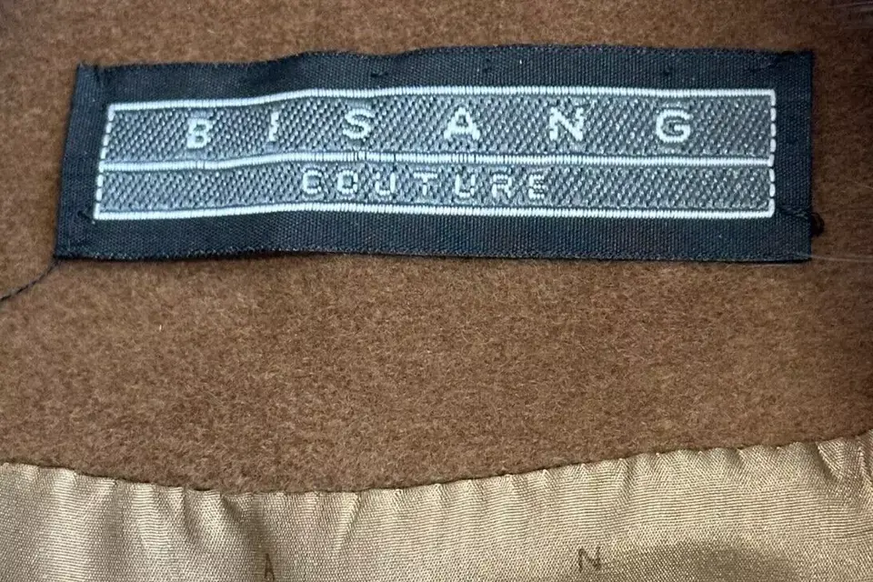 Miniatura: BISANG Couture Cashmere Mink Trim Long Coat Camel Single Breasted Large