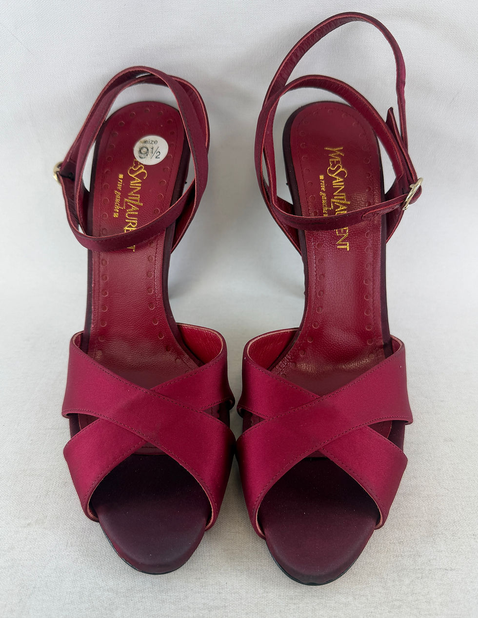 Thumbnail: YSL YVES SAINT LAURENT Eva 105 Satin Heels 39.5 Lampone Sandals