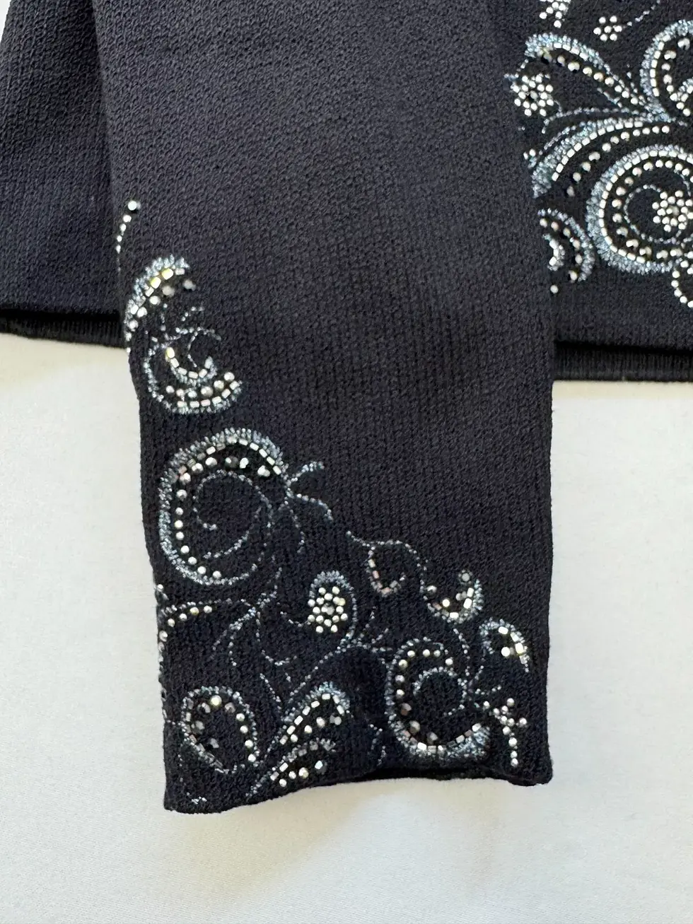 Hình thu nhỏ: ST. JOHN Evening Black Knit Jacket 14 Zip Up Embroidered Sequin Vintage Santana