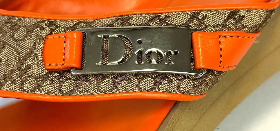 Thumbnail: CHRISTIAN DIOR Calfskin Monogram Trotter Thong Sandals 40 Orange 10