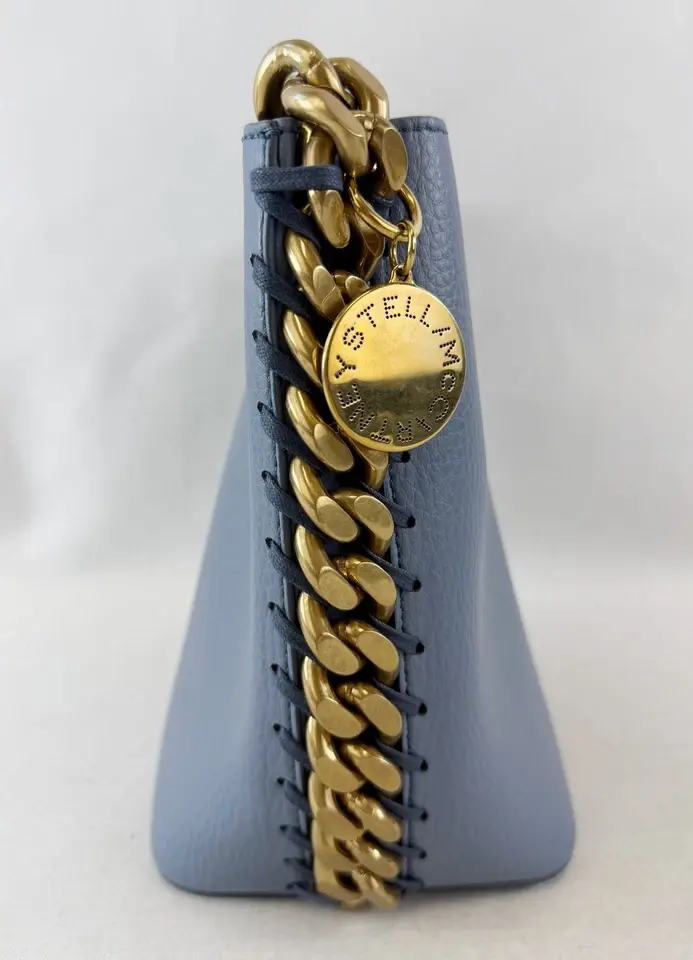 Hình thu nhỏ: STELLA MCCARTNEY Frayme Hobo Bag Mini Air Force Blue Alter Mat Twotone Chain