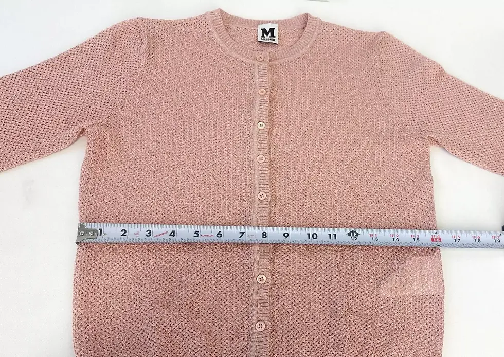 縮圖：M MISSONI Knit Short Cardigan 42 6 Metallic Pink Ribbed Trim Net Sweater