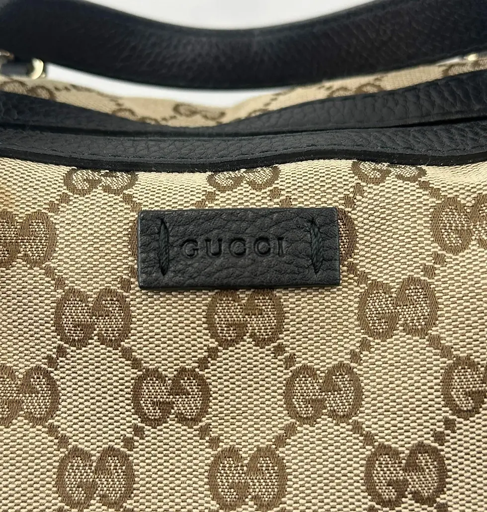 Miniatura: GUCCI GG Canvas Leather Boston Bag Medium Beige Ebony Black Champagne Hardware