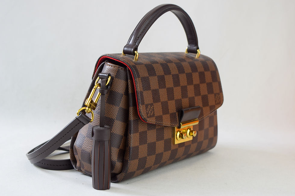 Thumbnail: LOUIS VUITTON Croisette Damier Ebene Canvas Satchel Small Brown Red N5300
