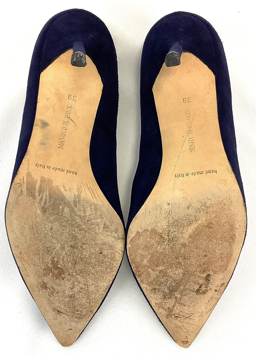 縮圖：MANOLO BLAHNIK BB Suede High Heels 39 (8.5) Navy Blue Pointed Toe Pumps Stiletto