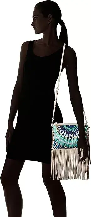 Hình thu nhỏ: REBECCA MINKOFF Delhi Blue/Multi Color Beaded Tribal Fringe Crossbody Bag