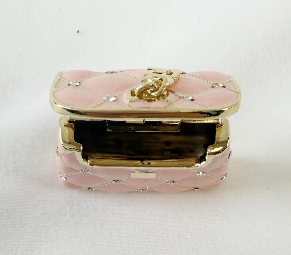 縮圖：NEW ST. JOHN Handbag Mini Brooch Pin Pink Enamel Crystals 24KGP Logo Enhancer