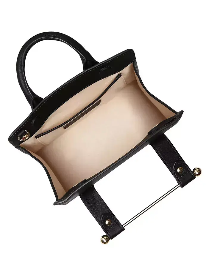 Hình thu nhỏ: NWT STRATHBERRY Calfskin Wool Tartan Plaid Mini Tote Handbag Crossbody Blk Came