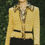 Miniatura: ST. JOHN Set Marigold Yellow Black Houndstooth Fringe Collar Jacket 4 Skirt 2
