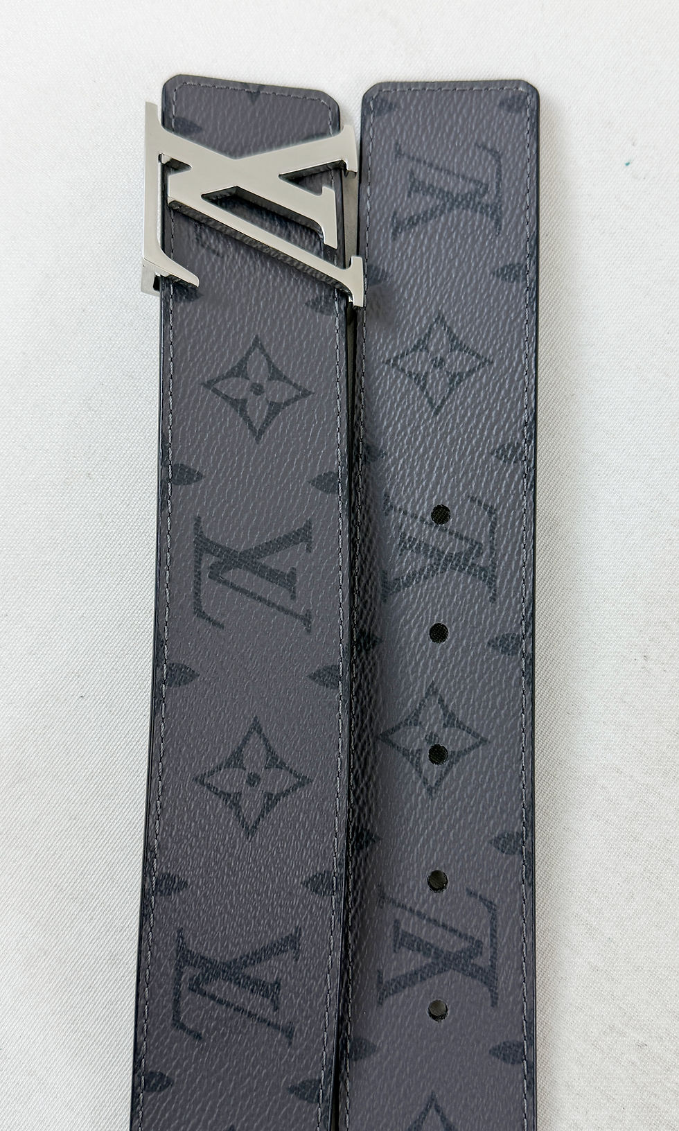 Hình thu nhỏ: LOUIS VUITTON LV Initiales 40mm Reversible Men's Belt 85/34 Black Grey Monogram