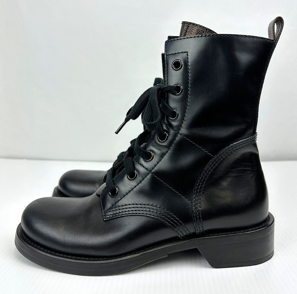 Thumbnail: LOUIS VUITTON Metropolis Ranger Boots Leather Monogram Canvas Trim 40 10