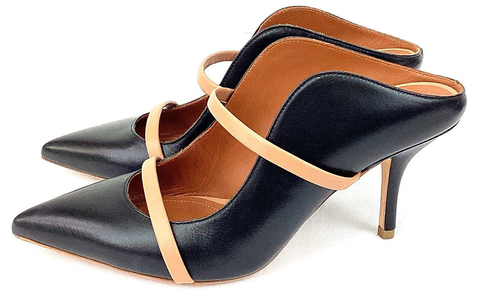 Miniatura: NEW MALONE SOULIERS MAUREEN Nappa Leather Mule 36 5.5 Black Nude Pointed 70MM